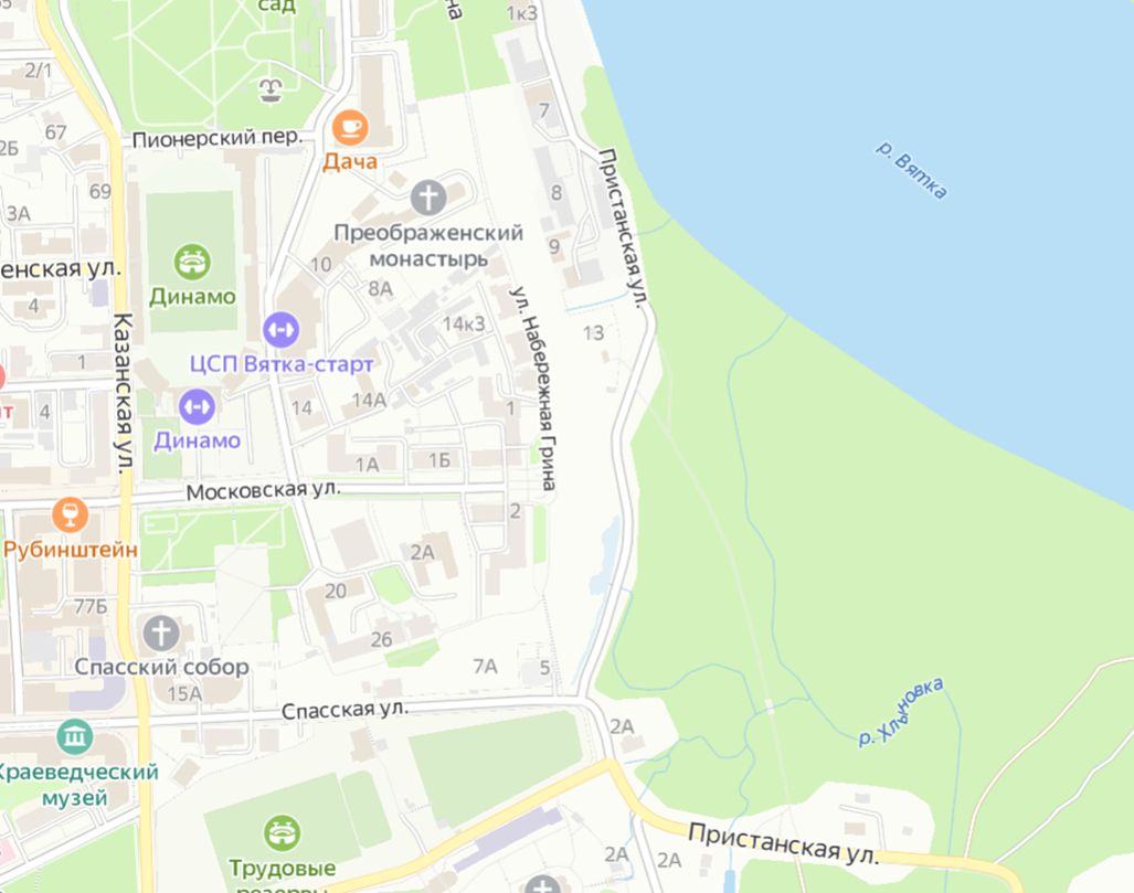 Устье реки Хлыновки. Яндекс.Карты