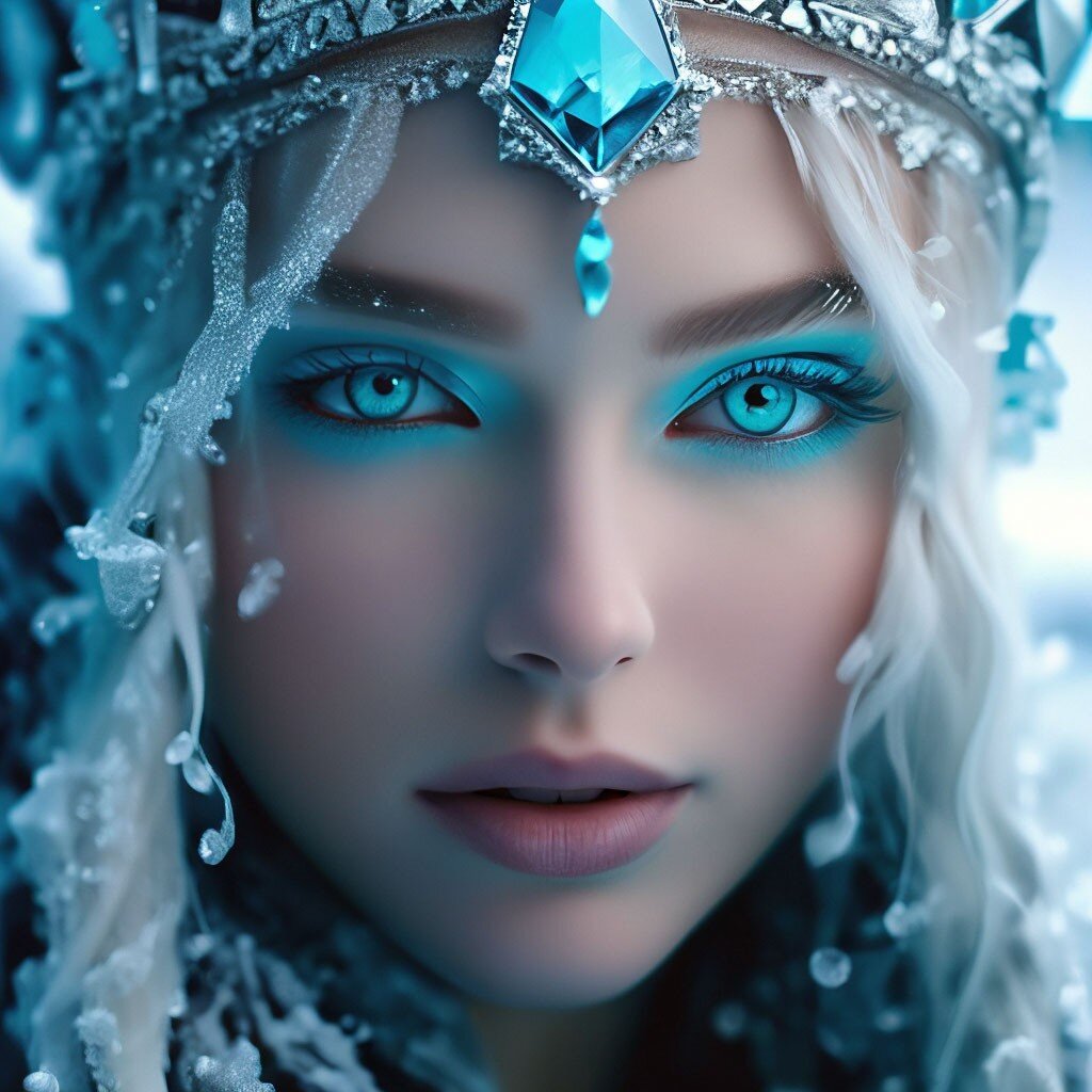 Снежная Королевишна созданная нейросетью.