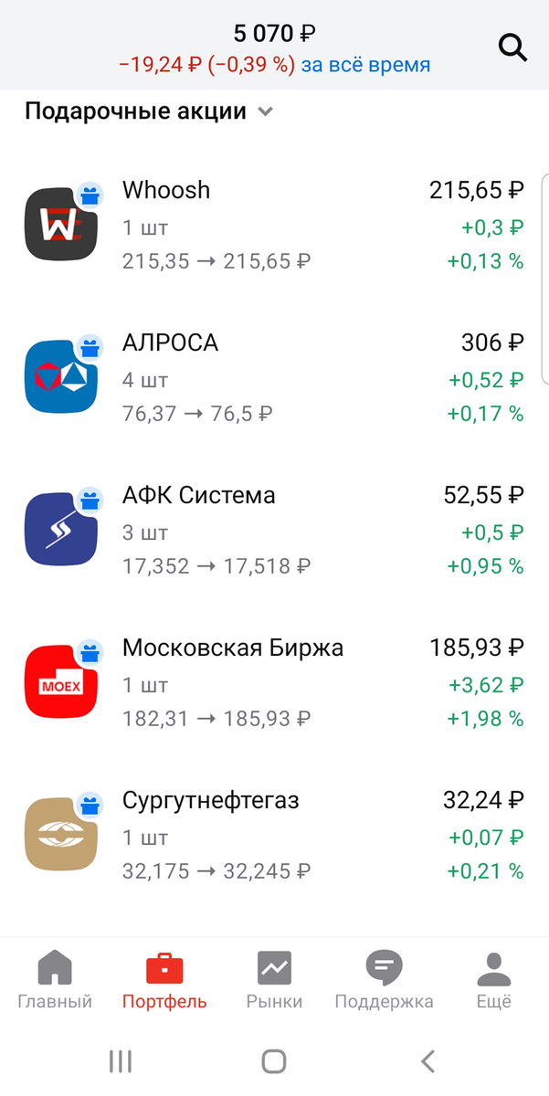 Скрин из приложения Альфа-Инвестиции