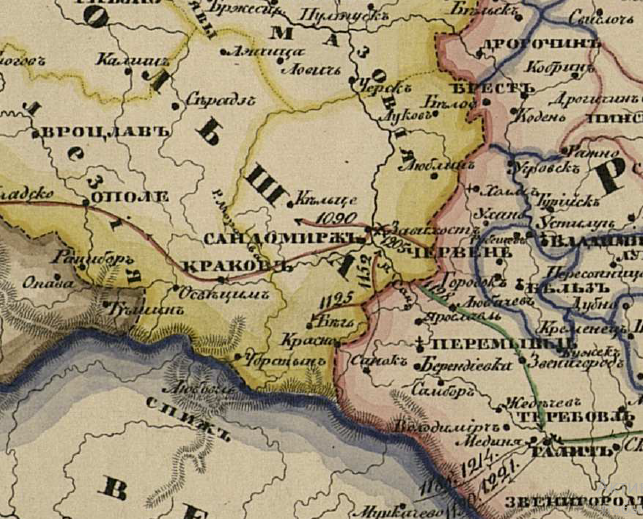 Завихвост на карте. Источник: Исторический атлас Н. Павлищева, издания 1845-го года.