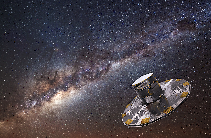 Обсерватория Gaia составляет карту неба с 2014 года, и на его карте есть звезды, которые в миллион раз тусклее, чем можно увидеть невооруженным глазом. © ESA