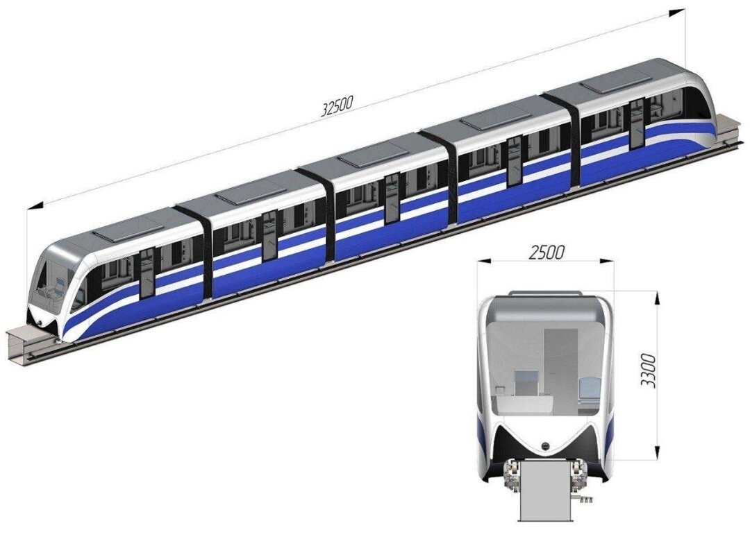 Длина головного вагона - 7 м, пассажирского - 5,5 м; 