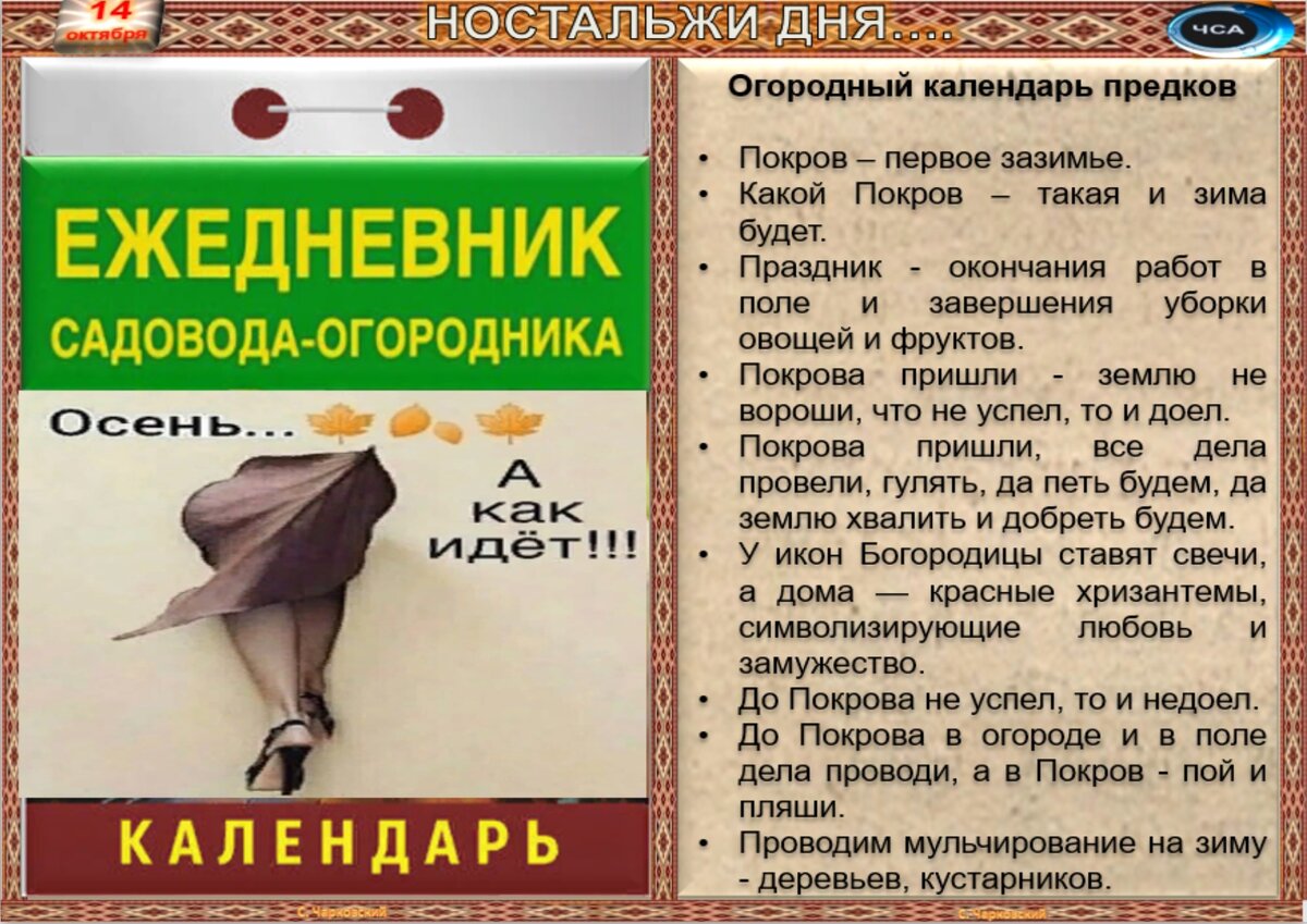 14 октября - Приметы, обычаи и ритуалы, традиции и поверья дня. Все  праздники дня во всех календарях. | Сергей Чарковский Все праздники | Дзен