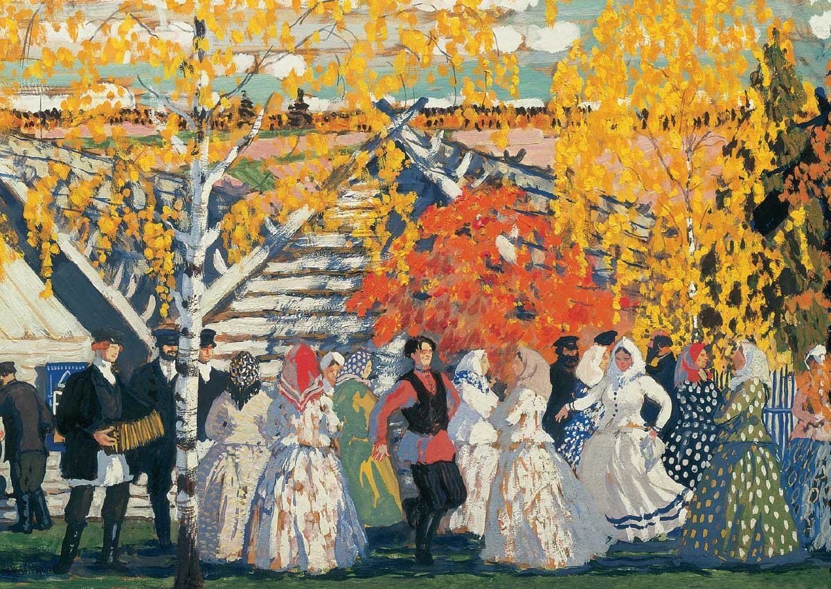 Борис Кустодиев "Деревенский праздник", источник фото: stylishbag.ru