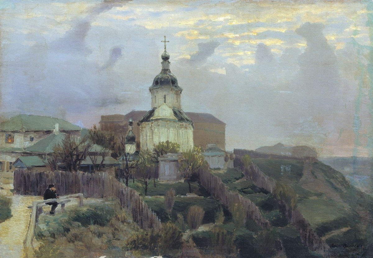 "Пейзаж с белой церковью", А.М. Васнецов, 1882г.