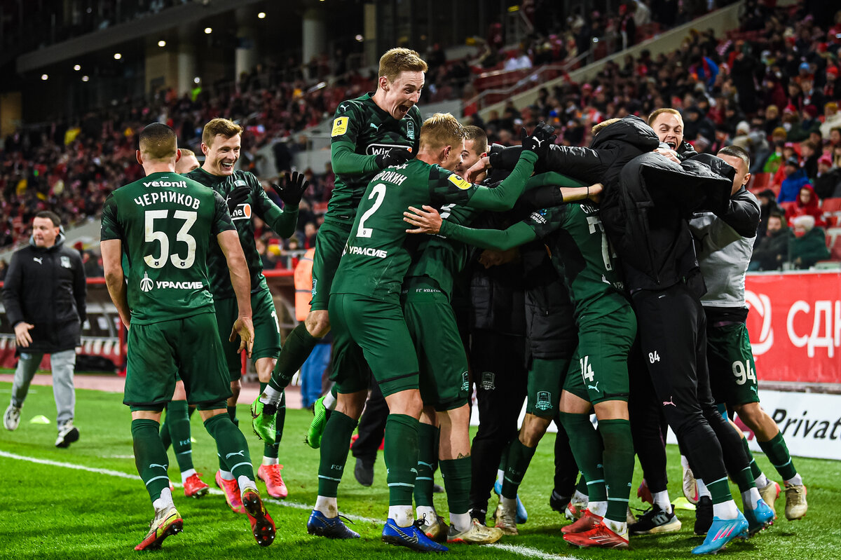 Празднование гола игроками фк Краснодар