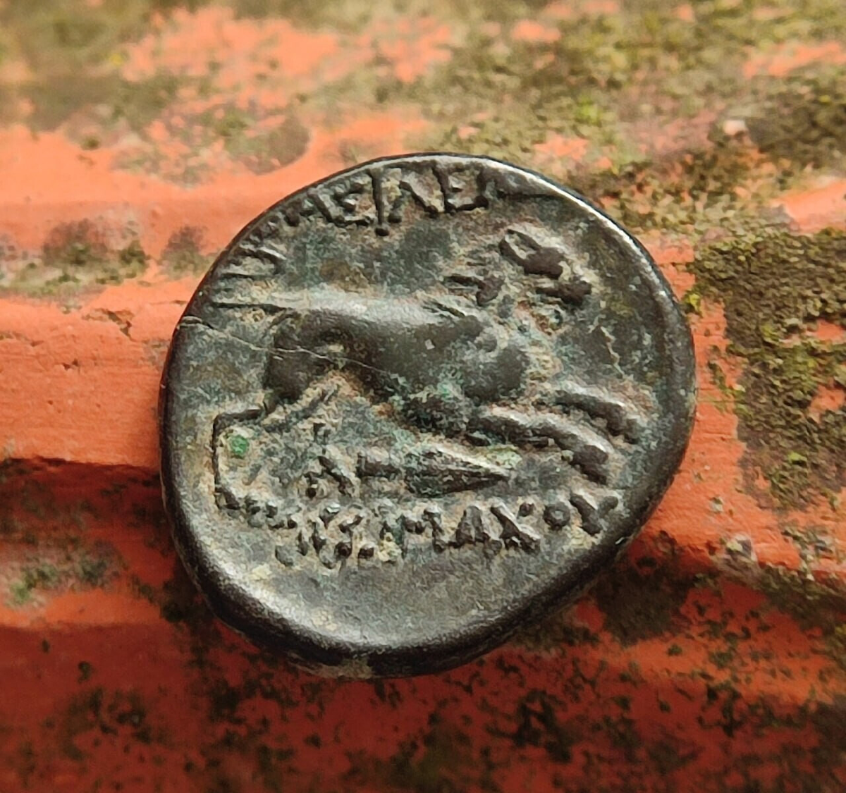 Реверс монеты царя Лисимаха, диадоха Александра Македонского, царя Фракии. Фото автора. 