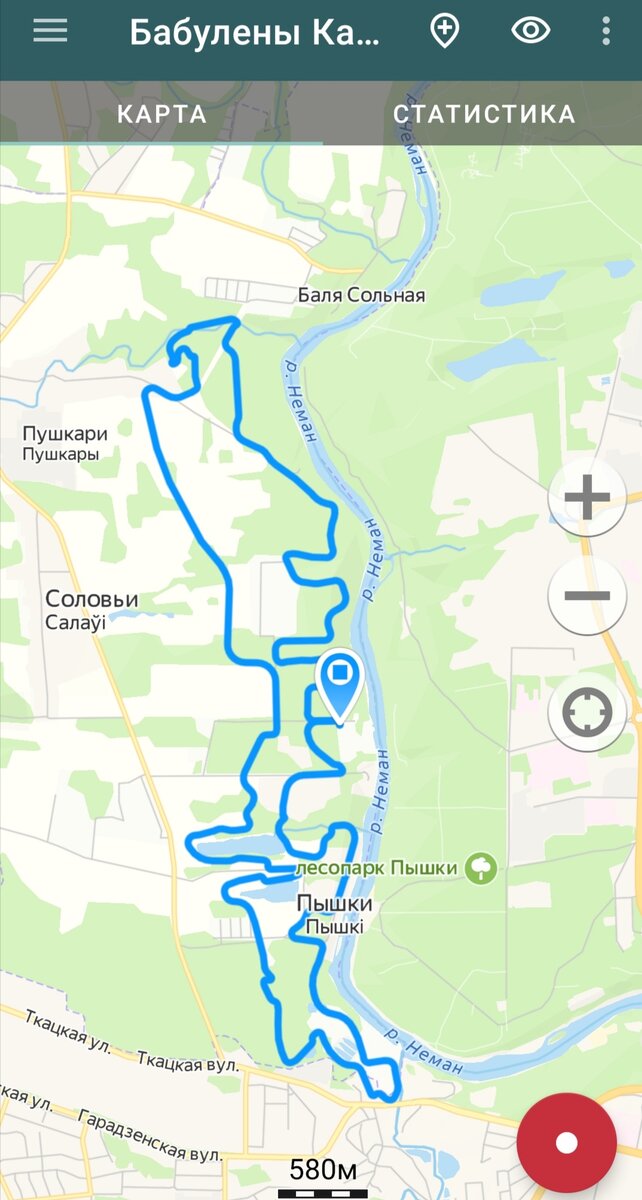 Закачала карту в геотрекер. По факту не 21 км, а 19.38 км))) 