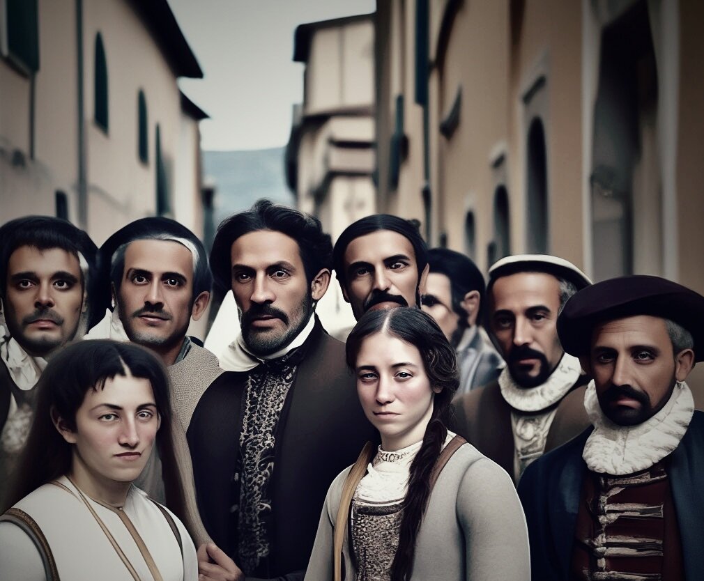 Около здания толпились сотни людей (нейросеть)