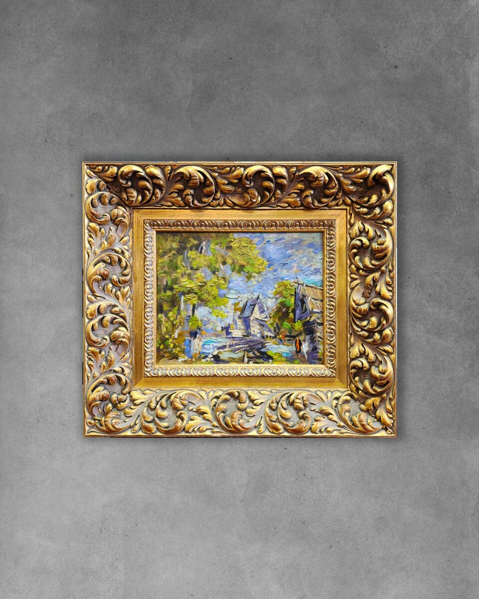 Картина "Русская деревня" , репродукция ручной работы, выполнена маслом на холсте + искусственное художественное состаривание. (о наличии узнавайте по бесплатному телефону 8 (800) 500-34-82) 