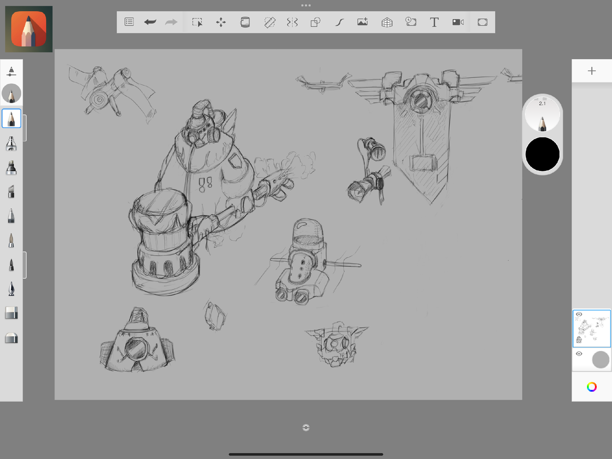 Программка sketchbook неплохо подходит под скетчи от лайна:) (не все детальки могут пойти в работу, но для расширения лора вполне ок) Покрутил (порисовал) со всех ракурсов, чтобы для себя понять форму и моделеру или заказчику будет более четкое понимание Твоей идеи:)