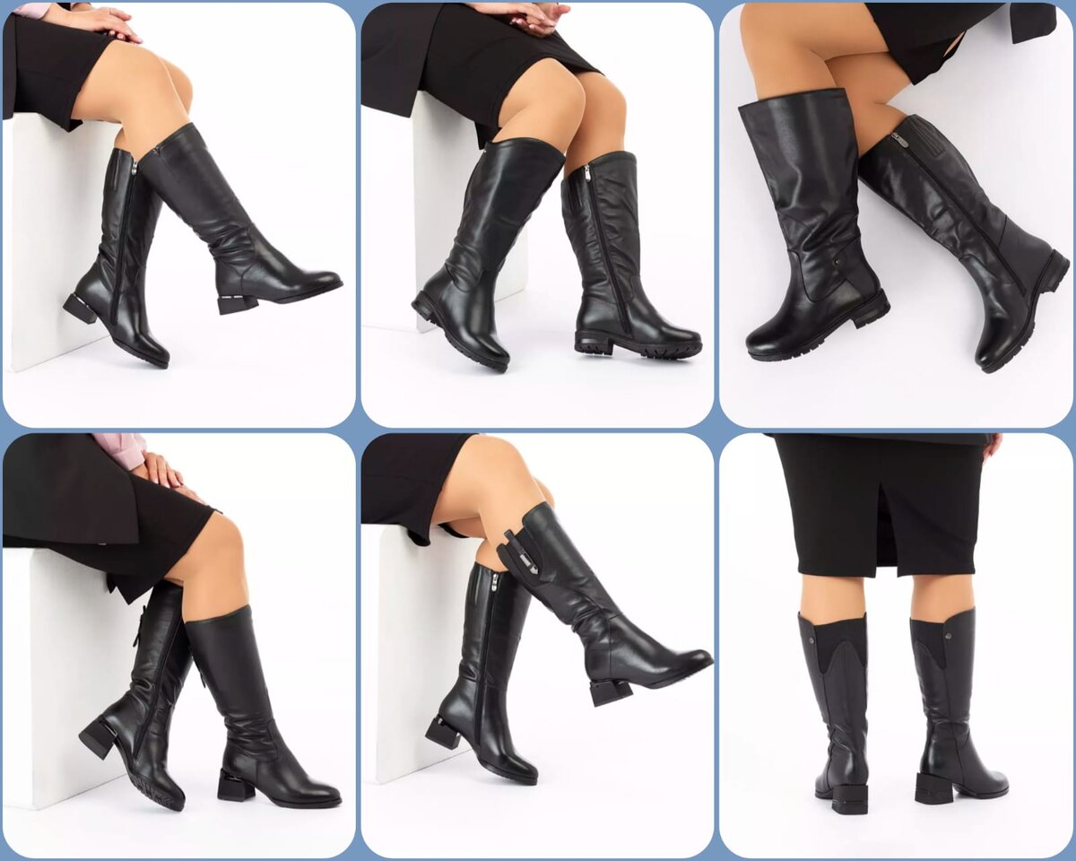 Сапоги на полную ногу текстиль женские F1092-K3606-J ш/г-черный