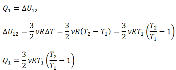 Количество теплоты в процессе 1-2