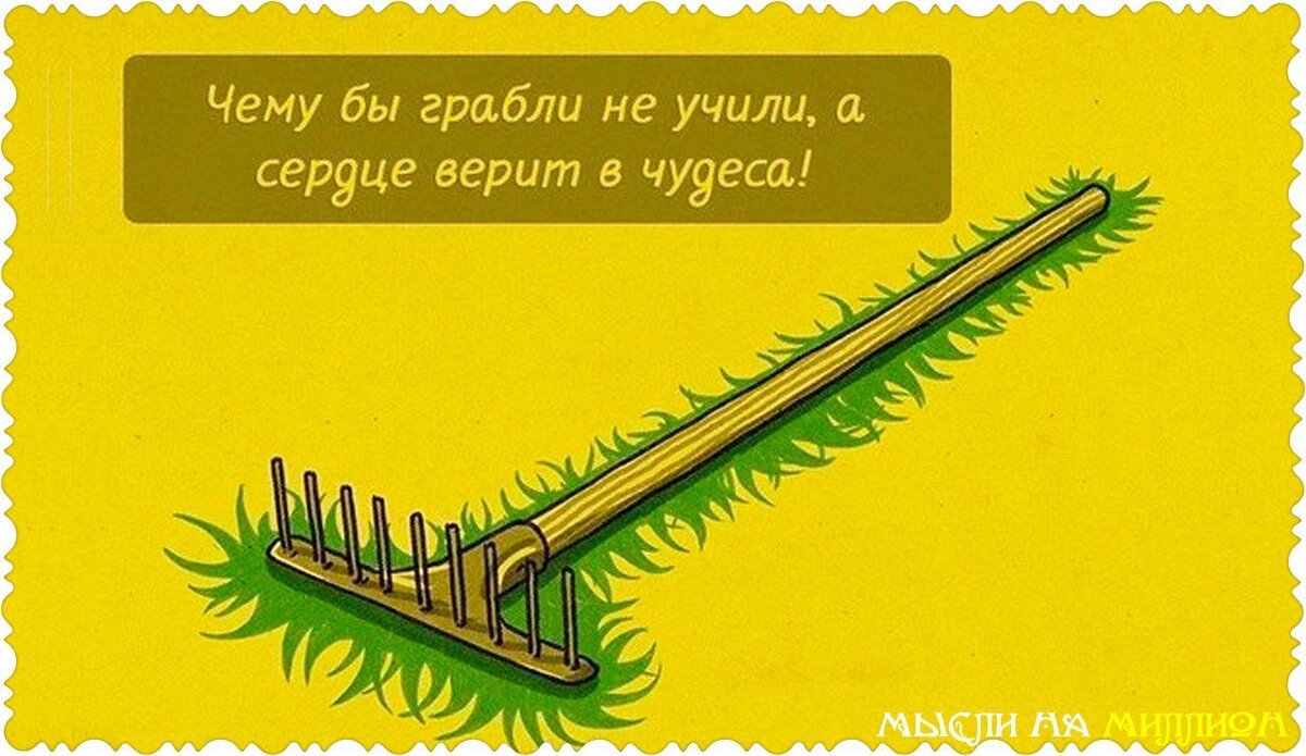 Чему бы грабли не учили а сердце верит в чудеса картинки