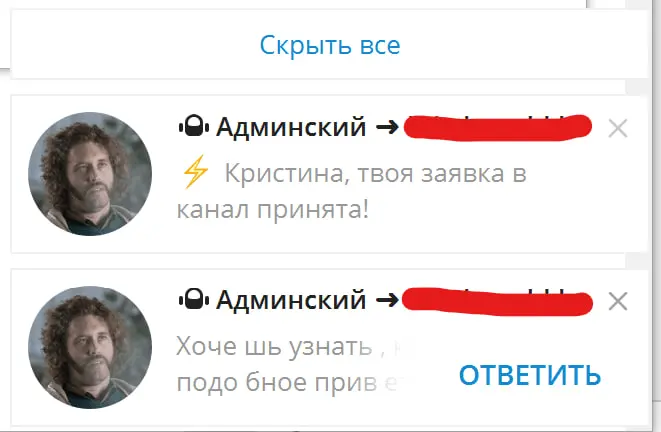 Так выглядят сообщения от приветственного бота, они настраиваются.