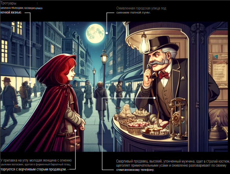 Демонстрация понимания самого контекста для генерации изображения (переведено в Яндекс.Переводчик)