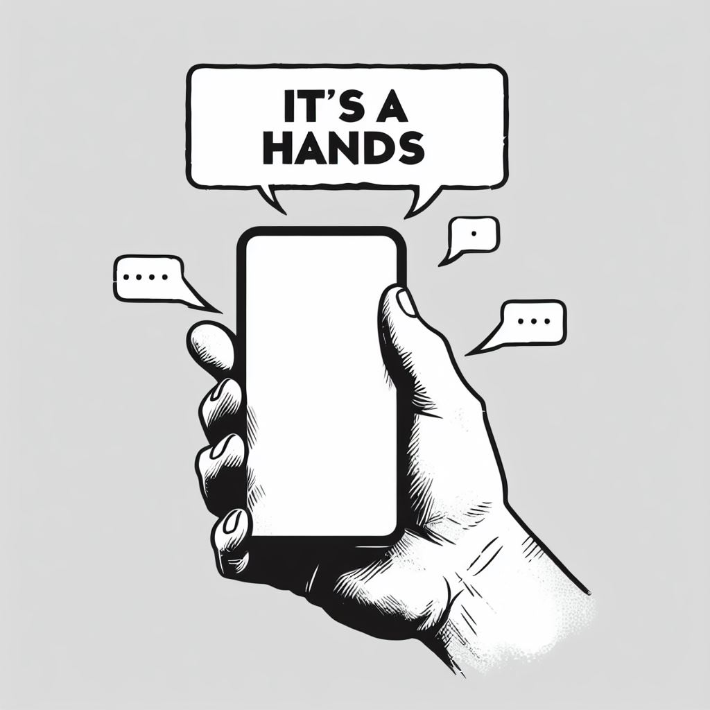 Промт: A person demonstrating hands text it's a hands
