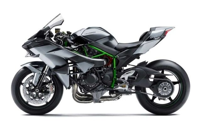 На фото: хищный KAWASAKI Ninja H2R (серый) 