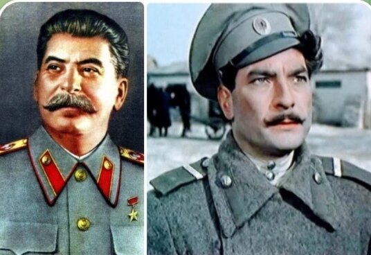 Иосиф Сталин и Петр Глебов в роли Григорий Мелехова, коллаж автора.