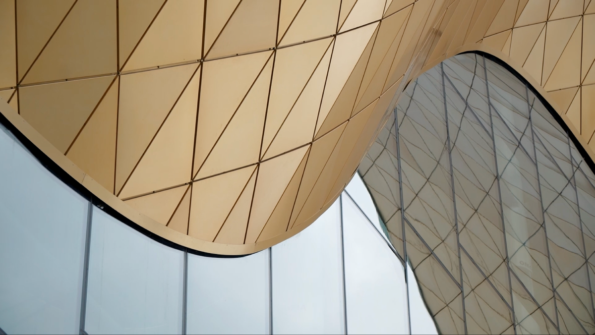 Анодированная под матовое золото крыша дворца спортивной гимнастики Винер в Москве. Фото: Вячеслав Волков