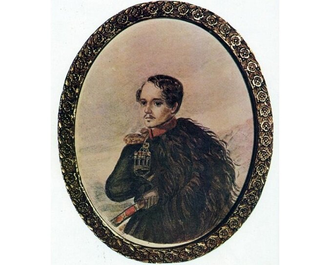 Михаил Лермонтов. Автопортрет. 1837-1838. Бумага, акварель. 10,2 Х 9,4. Хранится в фондах Государственного литературного музея, Москва