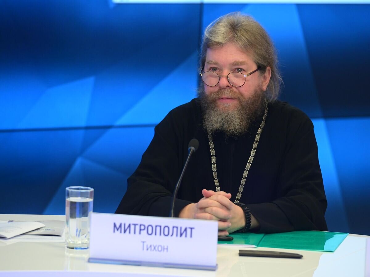    Митрополит Псковский и Порховский Тихон (Шевкунов) во время всероссийской мультимедийной конференции "Биоэтика и генетика: вызовы XXI века" в МИА "Россия сегодня"© РИА Новости / Владимир Трефилов