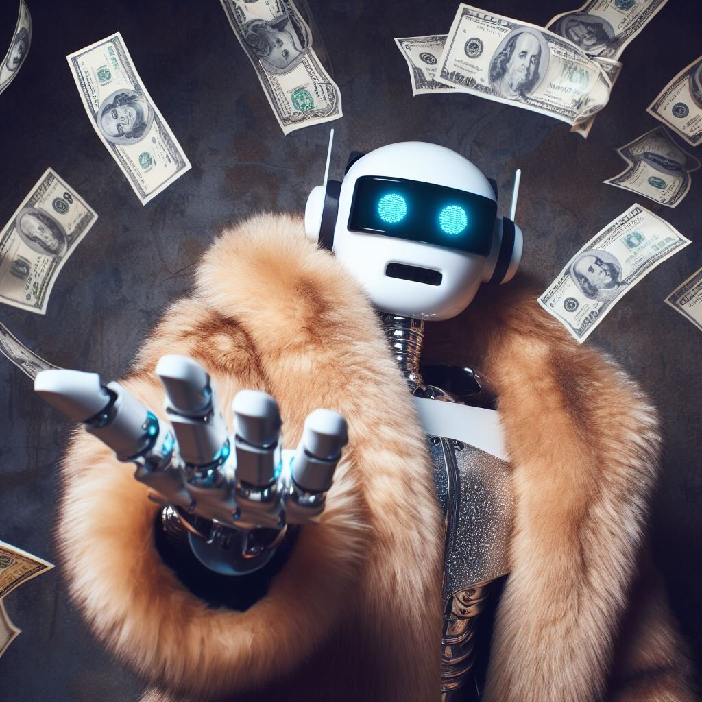 Робот рэпер, создано нейросетью Dall-E 3.