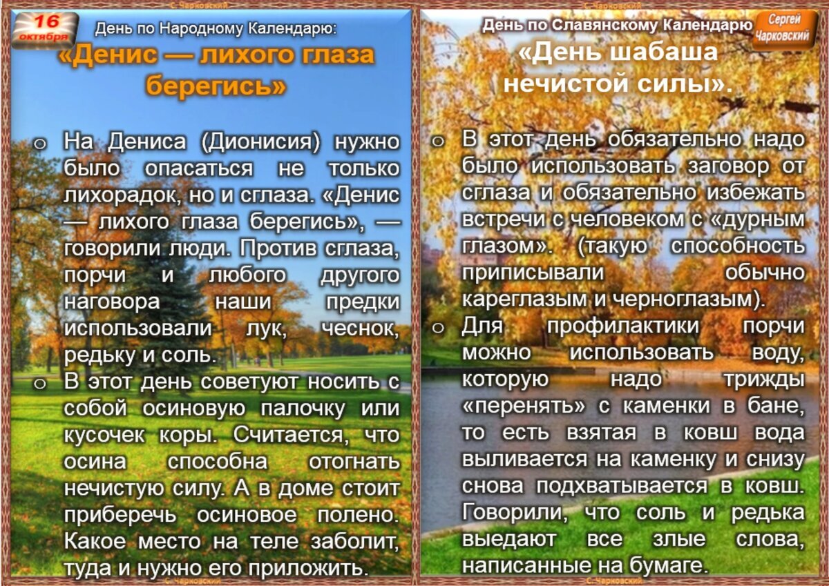 16 октября - Приметы, обычаи и ритуалы, традиции и поверья дня. Все  праздники дня во всех календарях. | Сергей Чарковский Все праздники | Дзен