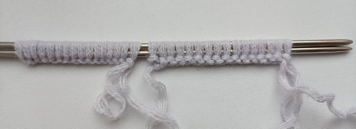 крестообразный способ набора петель двойной нитью