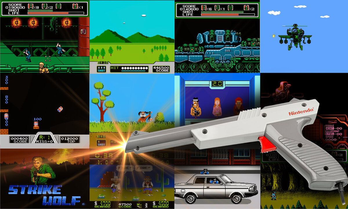 Список игр для светового пистолета на денди (Nes) куда больше, чем мы представляли. Многие игры с поддержкой Lightgun (Zapper) Нам не были известны, потому, что не продавались на наших рынках, даже на китайских картриджах, не то что лицензионными.