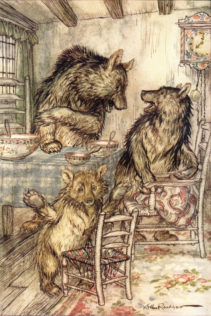 Иллюстрация Артура Рекхэма к сказке Роберта Саути "Три медведя"
