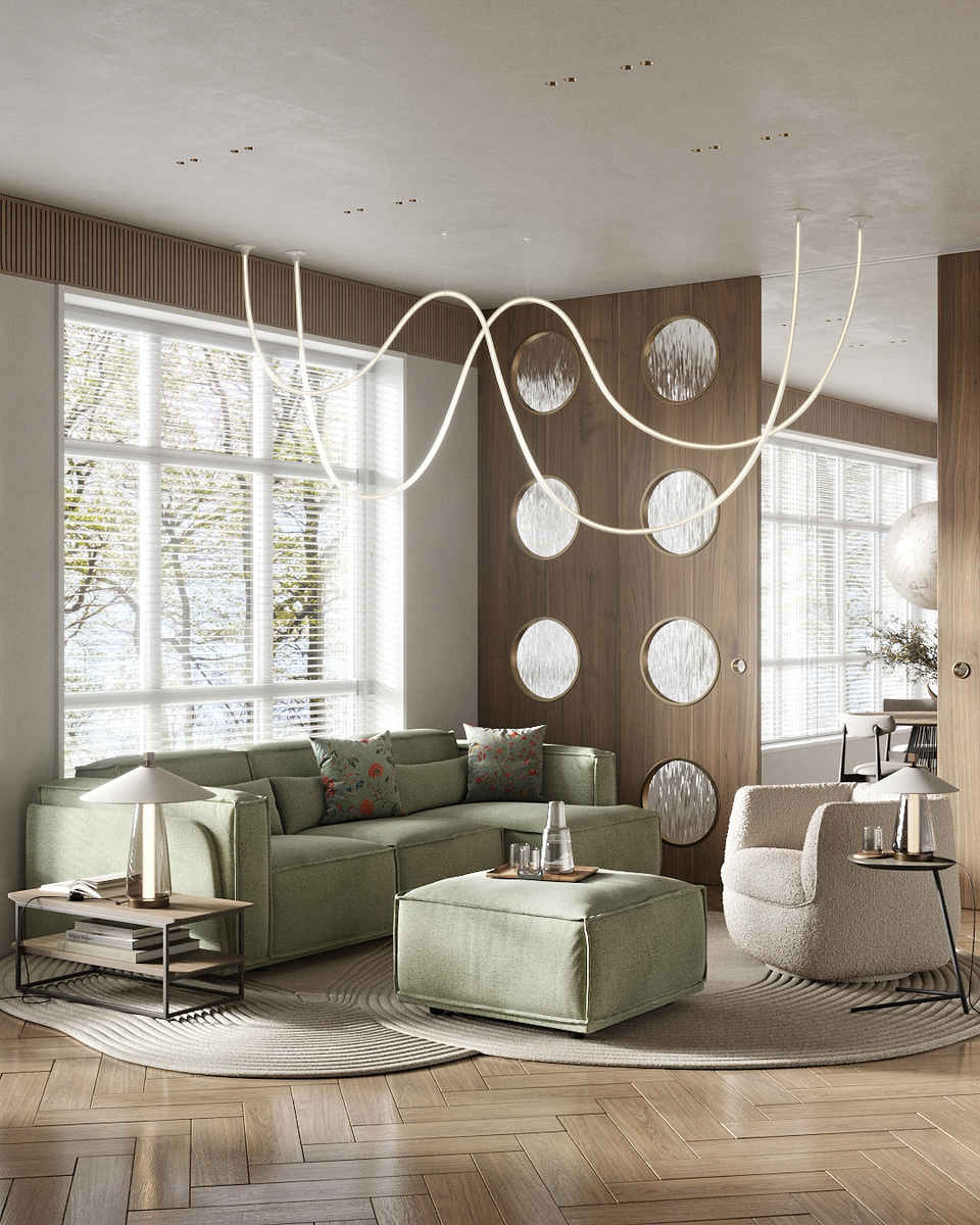 Диван и пуф из коллекции Vento и кресло Spin