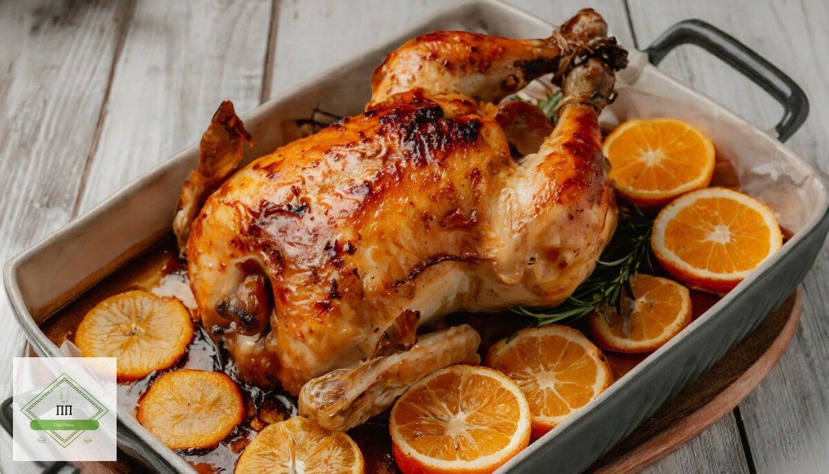 Курица с апельсинами запечённая в духовке