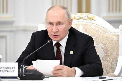    Президент РФ Владимир Путин на заседании Совета глав государств – участников СНГ в узком составе ©Фото: Павел Бедняков, РИА «Новости» Сайт президента России