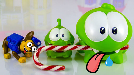 Ам Ням и Щенячий Патруль делят длинную конфету! Мультики с игрушками для детей.