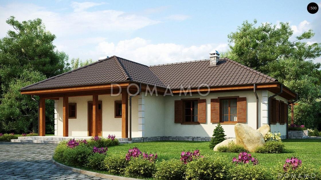 Проект D2429 — одноэтажный дом из газобетона с тремя спальнями