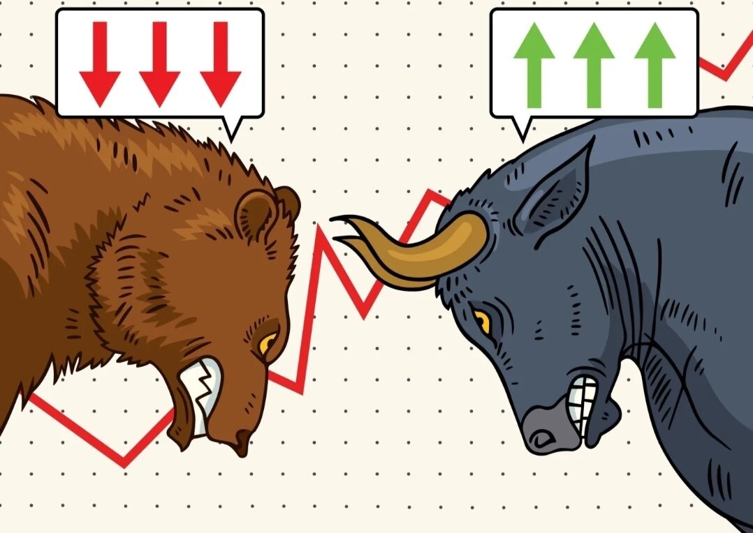 *Интересный факт. Почему именно быки и медведи? Медведи бьют лапой вниз(рынок идёт вниз). Быки бьют рогами вверх (рынок идёт наверх).