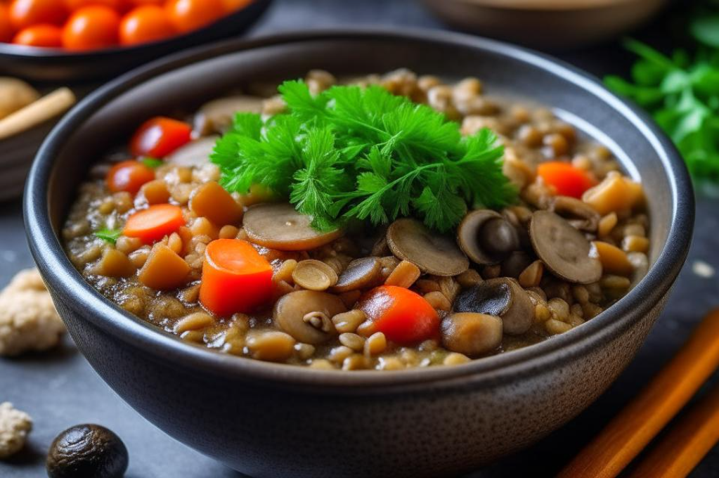 Гречневая каша с овощами и грибами