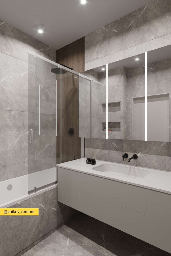 Интерьер ванной комнаты, ЖК Небо, г. Москва