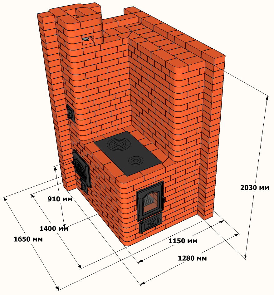 Отопительно-варочная печь «Новгород с духовкой», с угловым щитом и  отопительным контуром. | Самодельский | Дзен