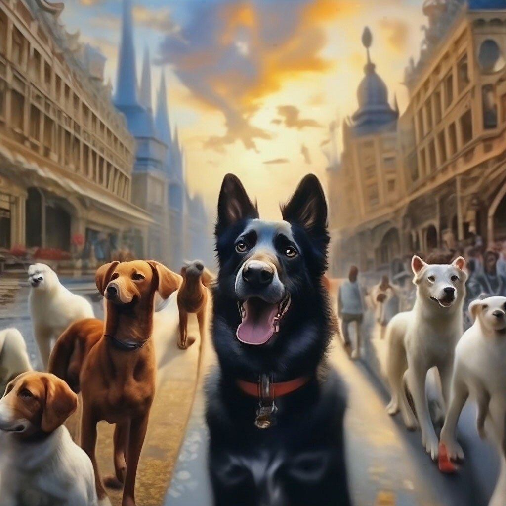 Картинка сгенерирована нейросетью "Мир глазами собак"