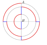 Скачать все ответы и задания для 4 класса Задание № 1
Лабиринт в парке представляет собой три кольца, соединённых между собой двумя прямыми дорожками, делящими кольца на четыре равные части.