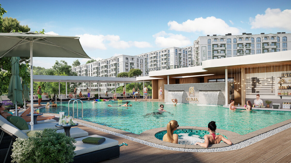 Окунитесь в прохладу собственного бассейна на территории комплекса