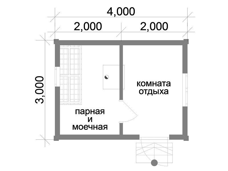 Проект бани из бруса 4 на 4 проект