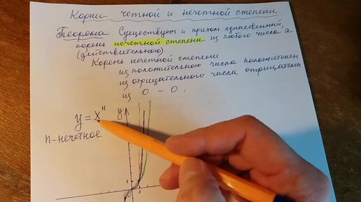 Алгебра 9 класс. Корни чётной и нечётной степени.