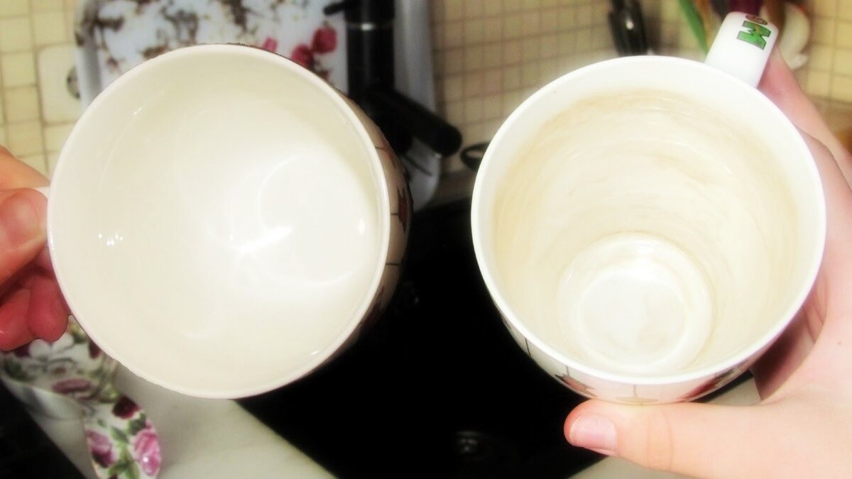 Чашки после уксуса становятся идеально чистыми.