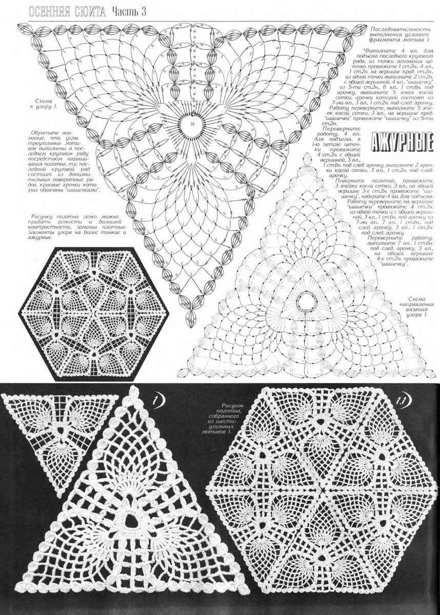 Треугольная салфетка крючком схема