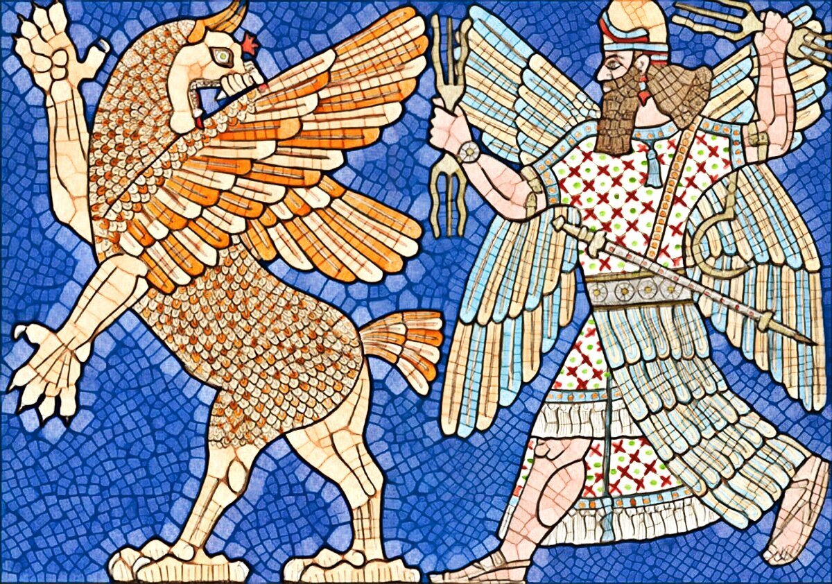 Бог месопотамии мардук. Бог мардук месопотамия. Мардук и тиамат. Мардук сражается с тиамат. Вавилонский миф.