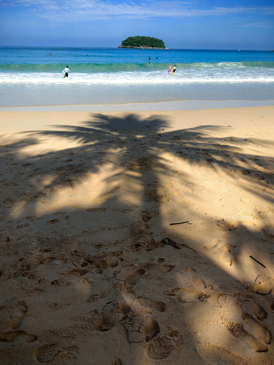 смотрите, как красиво тень от пальмы падает.