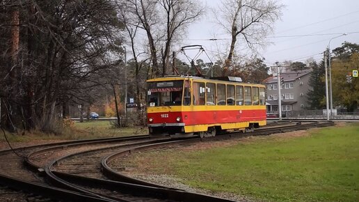 Трамвай Tatra T6B5SU-1022. Разворот на кольце.
